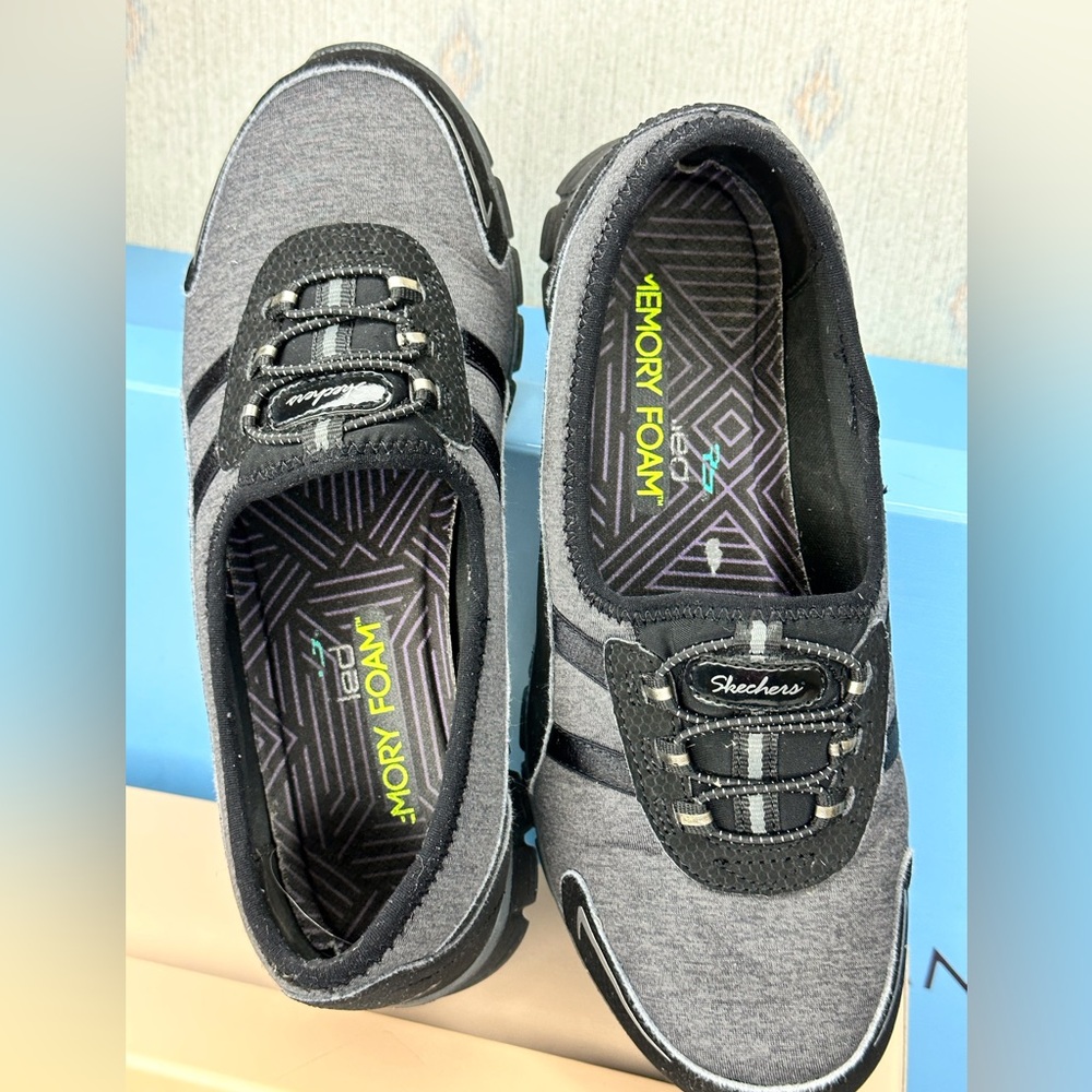 Sketchers- Heathered Gray Slip-on Air Cooled memory foam Sneaker
